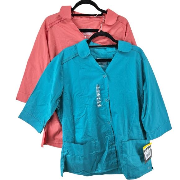 NWT WonderWink Wonderwork Women’s Smock Lot women’s large salmon and teal blue - Picture 1 of 12